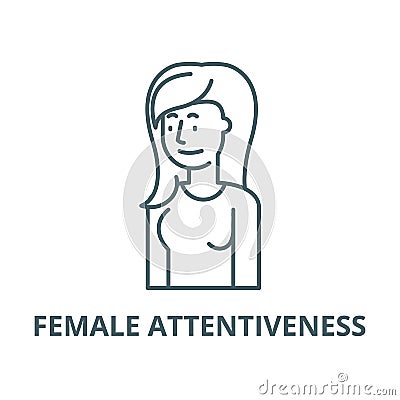 Female attentiveness vector line icon, linear concept, outline sign, symbol Vector Illustration