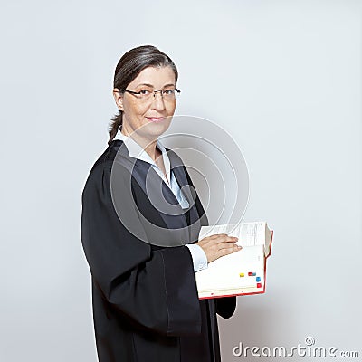 Female attorney lawyer advocate gown Stock Photo