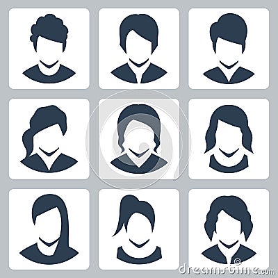 Female avatars icon set Vector Illustration