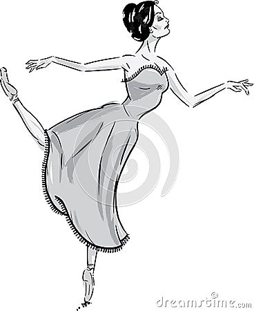 Female Ballet Dancer Vector Illustration