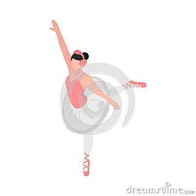 Female Ballet Dancer Composition Cartoon Illustration