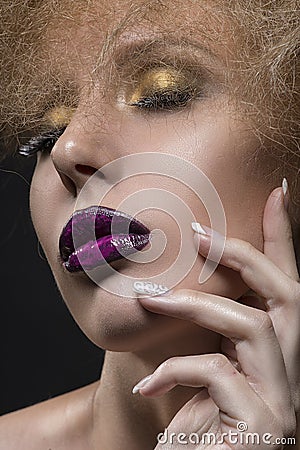 Female beauty portrait with a vanguard make-up Stock Photo