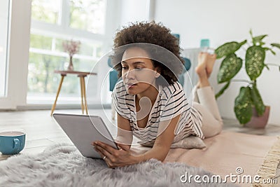 Female blogger writing a new post Stock Photo