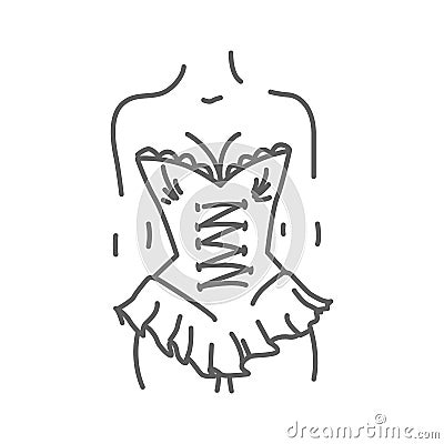 Female body in corset. Doodle vector illustration Vector Illustration