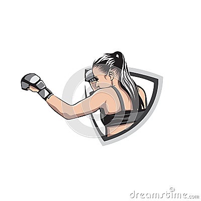 Female boxing logo template vector Vector Illustration