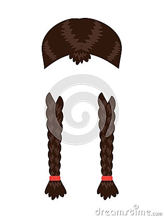 Female braids and bangs on a white background. Vector Illustration