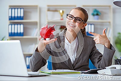 The female businesswoman boss accountant working in the office Stock Photo