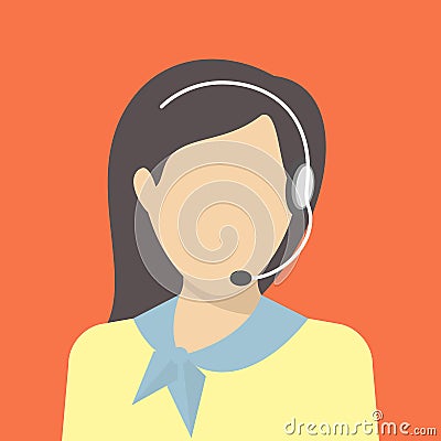 Female call centre operator Vector Illustration