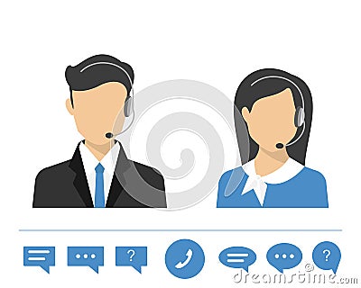 Female call centre operator Vector Illustration