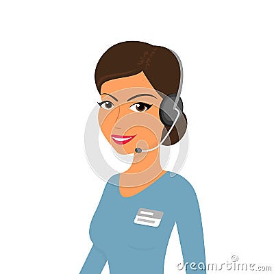 Female call centre operator Vector Illustration