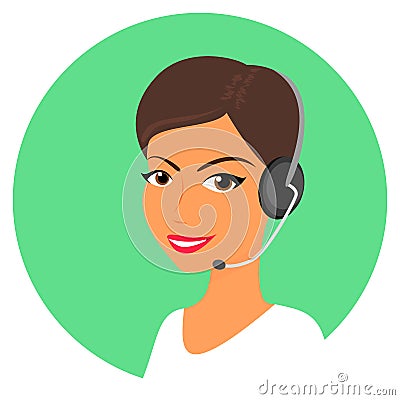 Female call centre operator Vector Illustration