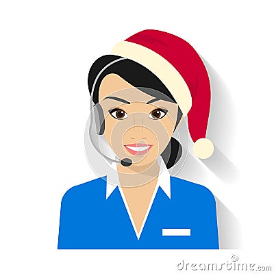 Female call centre operator Vector Illustration