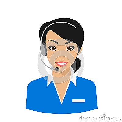 Female call centre operator Vector Illustration