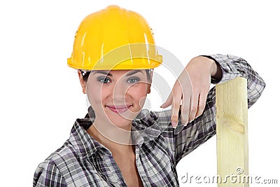 A female carpenter. Stock Photo