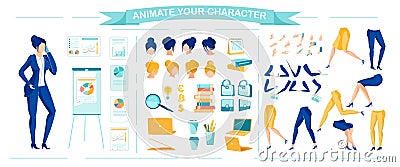 Teacher or Businesswoman Character Animation Set Stock Photo