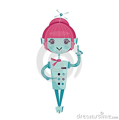 Female cartoon robot Vector Illustration