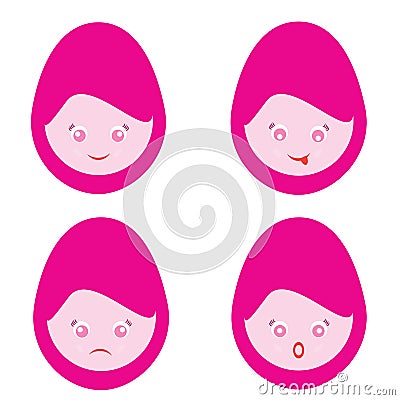 Female Cartoon Smiley Faces Stock Photo