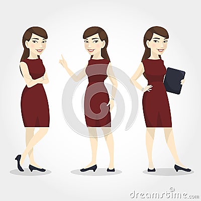 Female character asian business woman Vector Illustration