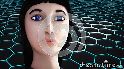 A female character in cyberspace Stock Photo