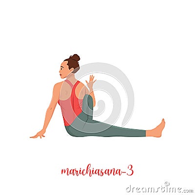 Female character doing hatha yoga pose Vector Illustration