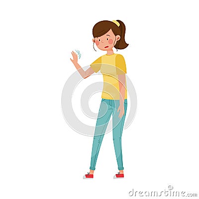 Female Character Having Tremor as Symptom of Diabetes Vector Illustration Vector Illustration