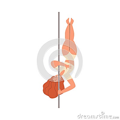 Female character of pole or striptease dancer flat vector illustration isolated. Vector Illustration