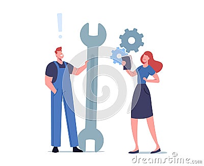Female Character Reading User Manual Booklet, Document Specification Requirements, Instructions for Users, Information Vector Illustration