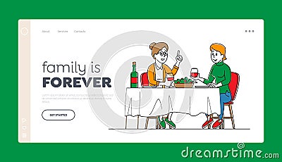 Female Characters Chatting, Having Feast Leisure, Sparetime Landing Page Template. Women Sitting at Table with Food Vector Illustration