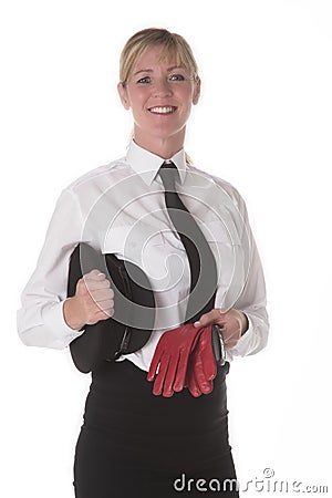 Female chauffeur in uniform Stock Photo