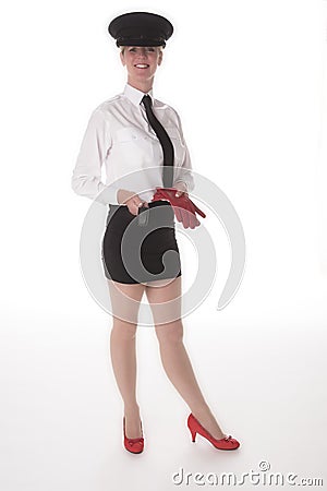 Female chauffeur in uniform Stock Photo