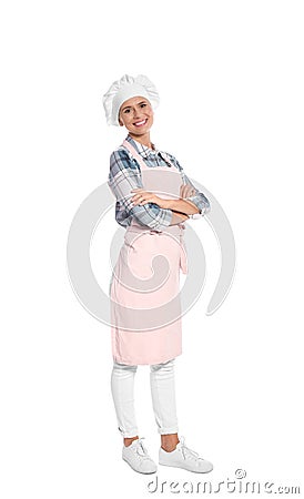 Female chef in apron Stock Photo