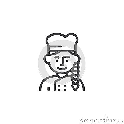 Female chef avatar line icon Vector Illustration