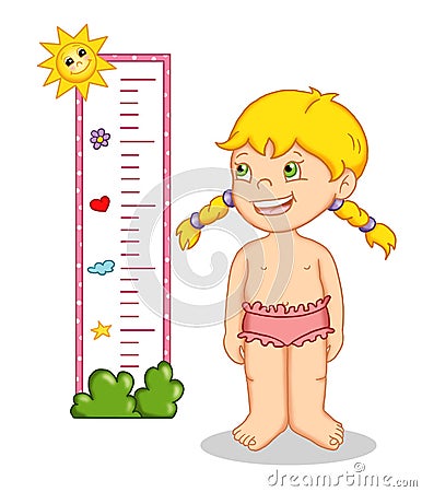 Female child and measures Stock Photo