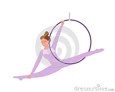 Female circus performance with ring Vector Illustration