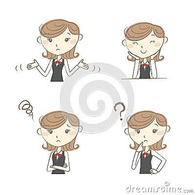 Female clerk with various poses Vector Illustration