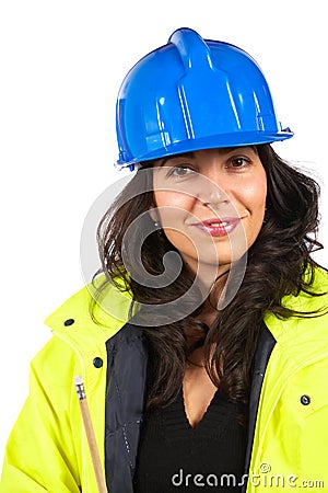 Female construction worker Stock Photo