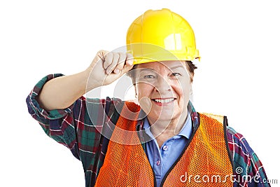 Female Construction Worker Closeup Stock Photo