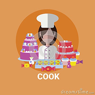 Female Cook Confectioner Cooking Meal Profile Avatar Icon Vector Illustration