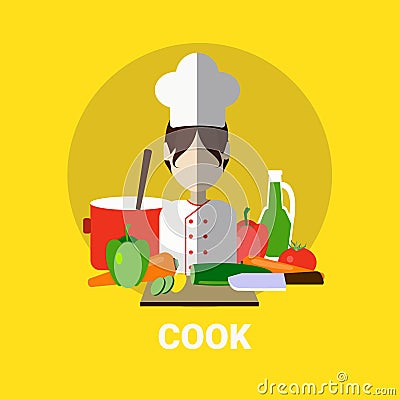 Female Cook Cooking Meal Profile Avatar Icon Vector Illustration