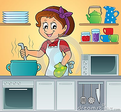 Female cook theme image 3 Vector Illustration