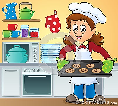 Female cook theme image 5 Vector Illustration