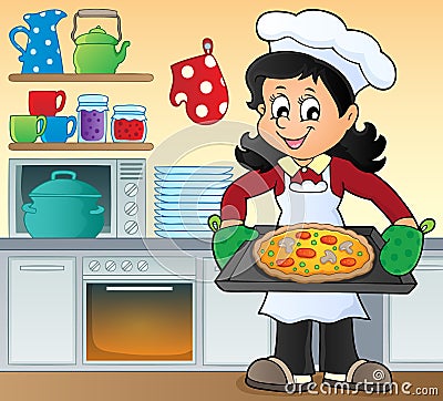 Female cook theme image 7 Vector Illustration