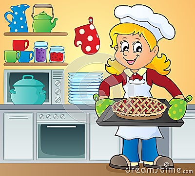 Female cook theme image 9 Vector Illustration