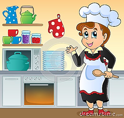 Female cook topic image 1 Vector Illustration