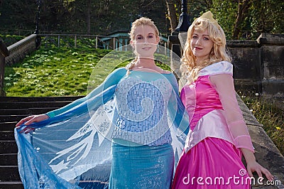 Female cosplayers as Disney Princesses Editorial Stock Photo