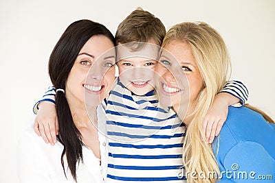 Female couple with son Stock Photo