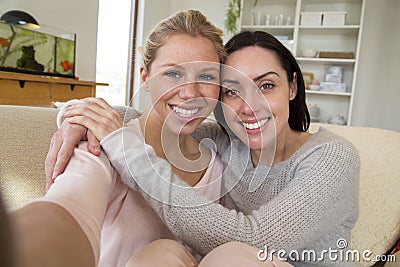 Female couple taking a selfie Stock Photo