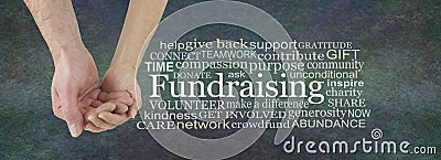 Please help us with our Fundraising Campaign Word Cloud Stock Photo