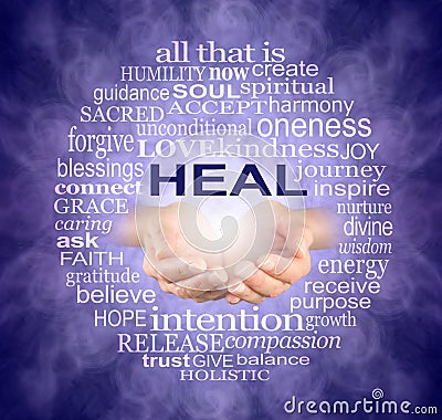 Circle of Healing Words Tag Cloud Stock Photo