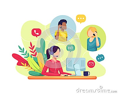 Female customer service Vector Illustration